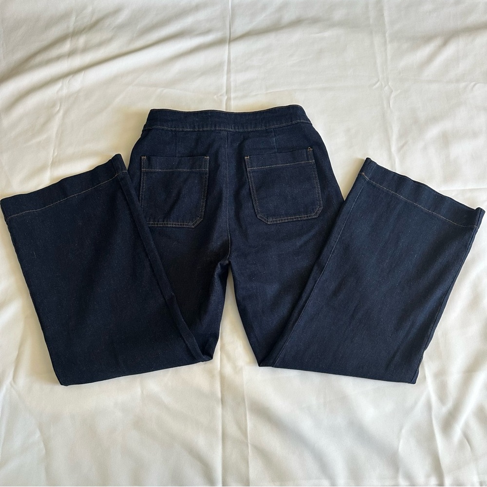 Denim SailorJeans Blue Flare Wide Leg with Gold Buttons Size Large 99% COTTON - Picture 10 of 16